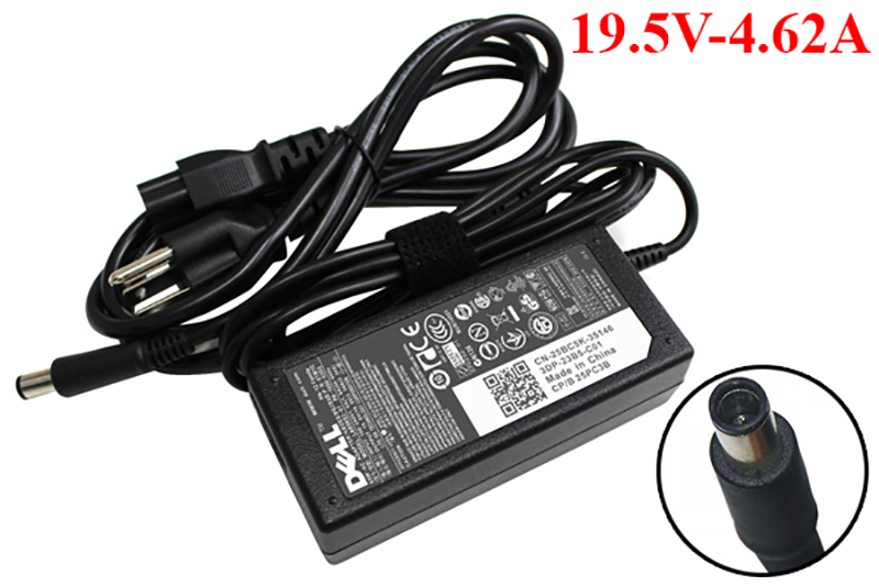 Sac laptop Dell 19.5V - 4.62A chân kim thường loại tốt, sạc laptop tại thanh hóa